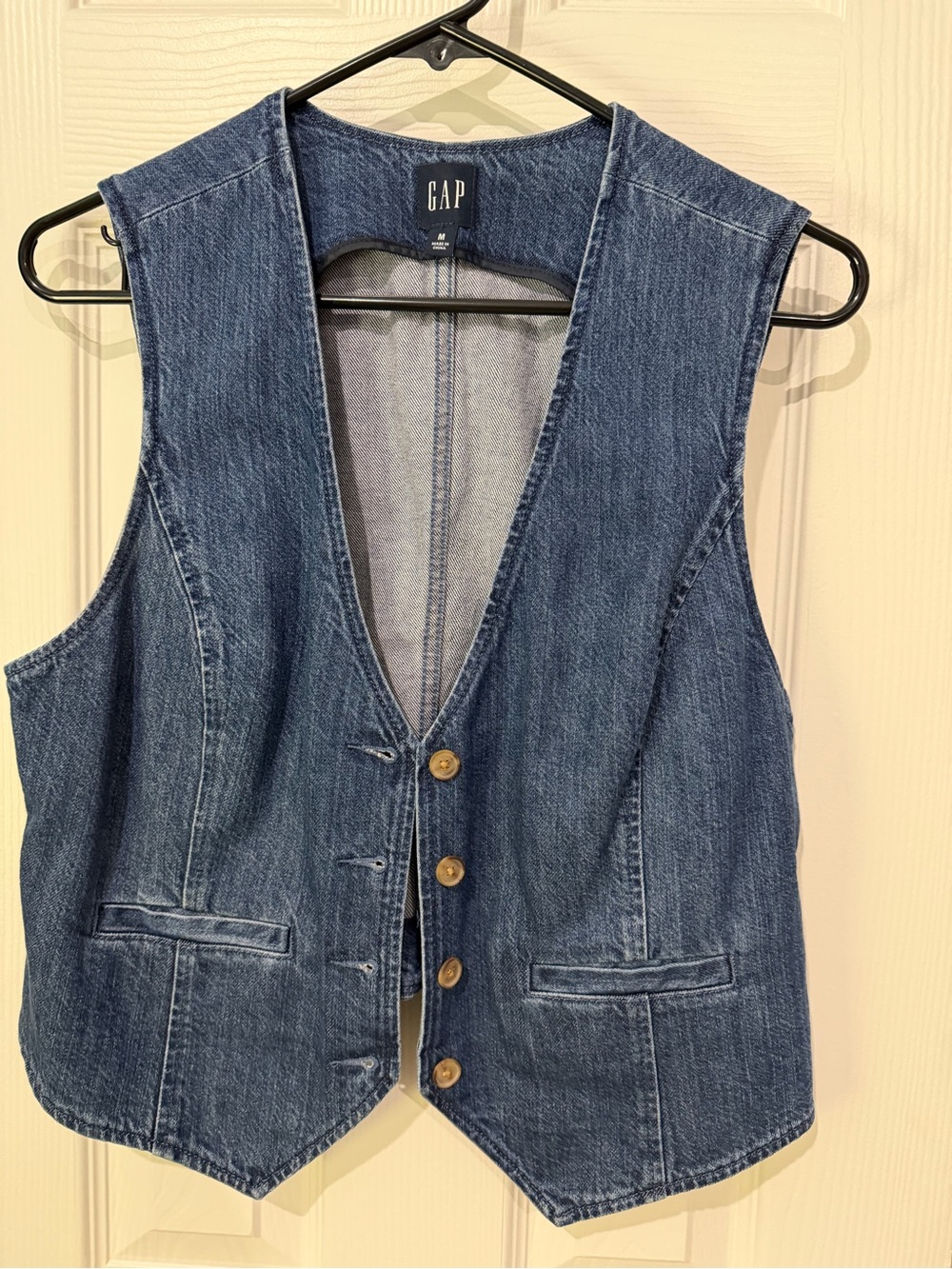 GAP Dark Blue Denim Button-Front Vest